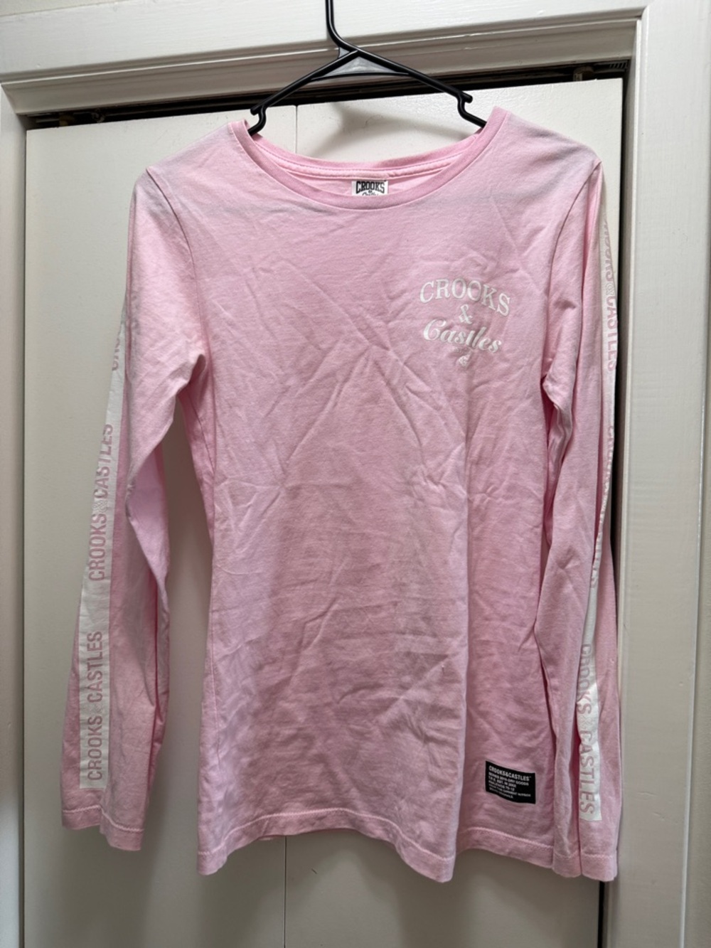 Crooks & Castles Pink Long Sleeve Logo Tee for Kids
